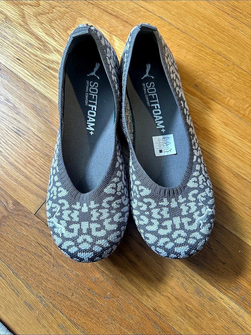 Puma SoftFoam+ Animal Print Flats Gray & Gray US 7 (runs big fit 7.5-8)